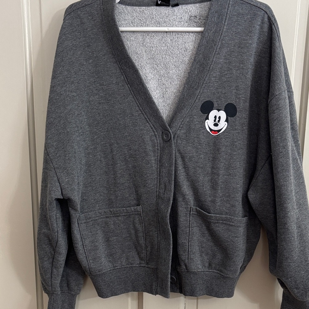 Disney Charcoal and Light Gray Sweater. Mickey Mouse